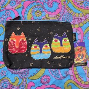 Laurel Burch Rainbow Cats Cosmetic Bag NWT 6x9 Zipper Pouch